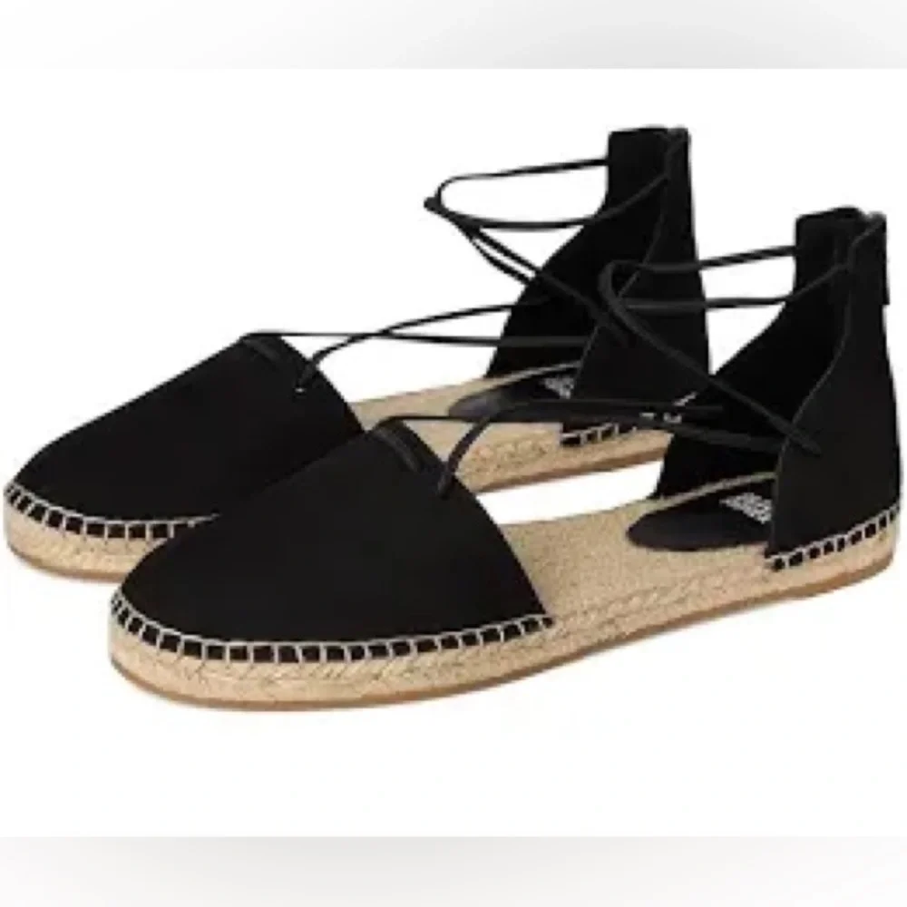 Eileen Fisher Lee Espadrille Flats with Leather Upper Tan Black size 6.5